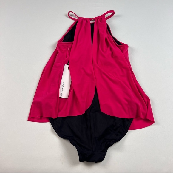 NWOT Magicsuit Aubrey Pink and Black One Piece Swimsuit Halter Style - Picture 6 of 9